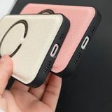 Gumový kryt Litchi Magsafe pro iPhone 14 Plus - Růžová