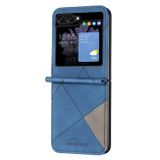 Kožený kryt Rhombus Samsung Galaxy Z Flip 5 - Modrá