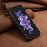 Kožený kryt Rhombic pro Samsung Galaxy Z Flip 5 - Černá