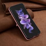 Kožený kryt Rhombic pro Samsung Galaxy Z Flip 5 - Růžová