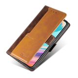 Peněženkové kožené pouzdro Contrast Color na Oppo A57/A57s - Tmavě hnědá a Zlatá