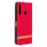 Peňeženkové Denim pouzdro na Huawei P40 Lite E - Červený