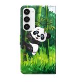 Peňeženkové 3D puzdro PAINTING pro Samsung Galaxy S23 5G – Panda a bambus