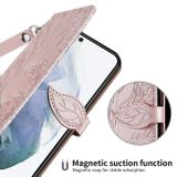 Peňeženkové kožené pouzdro LIFE TREE pro Samsung Galaxy S23 Ultra 5G – Růžově zlatá