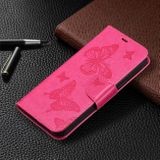Peňeženkové kožené pouzdro TWO BUTTERFLIES pro Samsung Galaxy A54 5G – Růžově červená