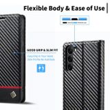Peňeženkové kožené pouzdro LC.IMEEKE Carbon pro Samsung Galaxy S23 5G – Vodorovná černá