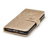 Peněženkové kožené pouzdro pro iPhone SE (2020) - Zlatý