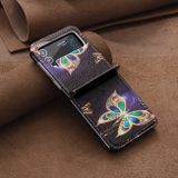 Kožený kryt Colored pro Samsung Galaxy Z Flip4 - Velký motýl