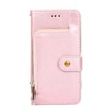 Peněženkové kožené pouzdro Zipper Bag na Oppo A58 5G - Růžové zlato
