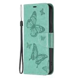 Peněženkové pouzdro Two Butterflies Embossing na Xiaomi Redmi 12C – Zelená