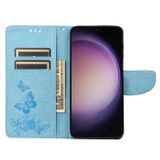 Peňeženkové kožené pouzdro EMBOSSED pro Samsung Galaxy S23 5G – Modrá