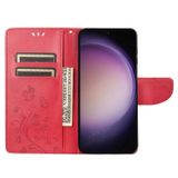 Peňeženkové kožené pouzdro BUTTERFLY pro Samsung Galaxy S23 5G – Červená