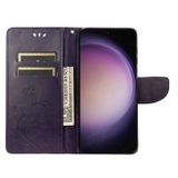 Peňeženkové kožené pouzdro BUTTERFLY pro Samsung Galaxy S23 5G – Tmavě fialová