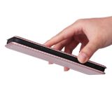 Peněženkové kožené pouzdro CARBON FIBER na Xiaomi Redmi 12C - Růžová