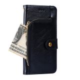 Peněženkové kožené pouzdro Zipper Bag na Moto E13 - Černá