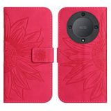 Peněženkové kožené pouzdro Sun Flower na Honor Magic5 Lite - Růžovo červená