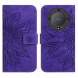 Peněženkové kožené pouzdro Sun Flower pro Honor Magic5 Lite - Tmavě fialová