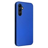 Peněženkové Carbon pouzdro pro Samsung Galaxy A24 - Modrá