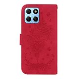 Peněženkové kožené pouzdro Butterfly Rose na Honor X8 5G/X6 - Červená