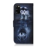 Peněženkové kožené pouzdro pro Samsung Galaxy A41-Wolf and Dog