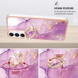 Ring Holder kryt Electroplating Marble pro Samsung Galaxy A05s - Růžová