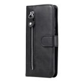 Peněženkové kožené pouzdro Calf Zipper pro Samsung Galaxy A24 - Černá