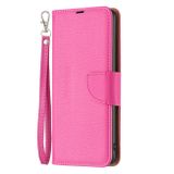 Peněženkové kožené pouzdro Litchi pro Samsung Galaxy A24 - Růžovo červená