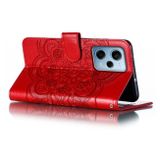 Peněženkové kožené pouzdro Mandala Sun na Xiaomi Redmi Note 12 Pro 5G – Červená