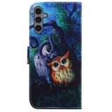 Peněženkové kožené pouzdro pro Samsung Galaxy A24 - Oil Painting Owl