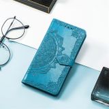 Peněženkové kožené pouzdro Mandala Flower na Xiaomi Redmi 12C - Modrá