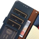 Peněženkové kožené pouzdro KHAZNEH Litchi Texture na Moto G54 5G / G54 5G Power Edition - Modrá