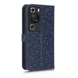 Peněženkové kožené pouzdro Honeycomb Dot na Huawei P60 Pro - Modrá
