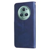 Peněženkové kožené pouzdro Calf Zipper na Honor Magic5 Pro - Modrá
