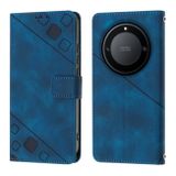 Peněženkové kožené pouzdro Skin-feel pro Honor Magic5 Lite - Modrá