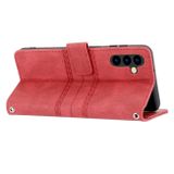Peněženkové kožené pouzdro STRIPES pro Samsung Galaxy A14 4G/5G - Červená