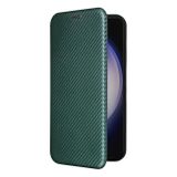 Peněženkové Carbon pouzdro pro Samsung Galaxy S24 Plus 5G - Zelená
