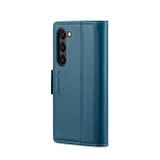Peněženkové kožené pouzdro CaseMe Litchi pro Samsung Galaxy S24 5G - Modrá