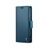 Peněženkové kožené pouzdro CaseMe Litchi pro Samsung Galaxy S24 Plus 5G - Modrá