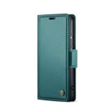 Peněženkové kožené pouzdro CaseMe Litchi pro Samsung Galaxy S24 Plus 5G - Perleťově modrá