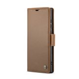 Peněženkové kožené pouzdro CaseMe Litchi pro Samsung Galaxy S24 Ultra 5G - Hnědá