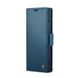 Peněženkové kožené pouzdro CaseMe Litchi pro Samsung Galaxy S24 Ultra 5G - Modrá