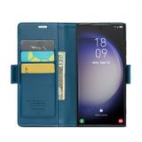Peněženkové kožené pouzdro CaseMe Litchi pro Samsung Galaxy S24 Ultra 5G - Modrá
