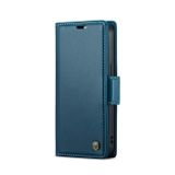 Peněženkové kožené pouzdro CaseMe Litchi pro iPhone 15 - Modrá