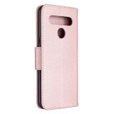 Peňeženkové kožené pouzdro na LG K61 - Ružovozlatá