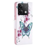 Peněženkové kožené pouzdro Drawing na Xiaomi Redmi Note 13 4G - Flowers Butterfly