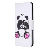 Peňeženkové kožené pouzdro na LG K61 - Panda