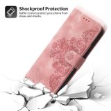 Peněženkové kožené pouzdro Flowers Embossed na Huawei Nova 11 – Růžová