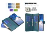 Peněženkové kožené pouzdro Slots Zipper pro Samsung Galaxy S24 Plus 5G - Zelená