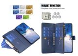 Peněženkové kožené pouzdro Slots Zipper pro Samsung Galaxy S24 Plus 5G - Modrá