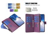 Peněženkové kožené pouzdro Slots Zipper pro Samsung Galaxy S24 Plus 5G - Tmavě fialová